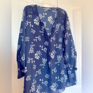 Floral terra & sky blouse